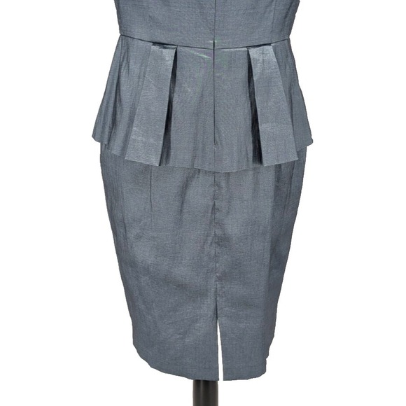 Mother of Wedding Dress SIZE 10 Steel Gray Peplum Midi SPARKLE Accent Excellent - Picture 10 of 12